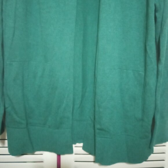 LANDS' END Open Front Cardigan Sweater SP 6-8 S Lt Pine Heather Green Ladies - Picture 4 of 8